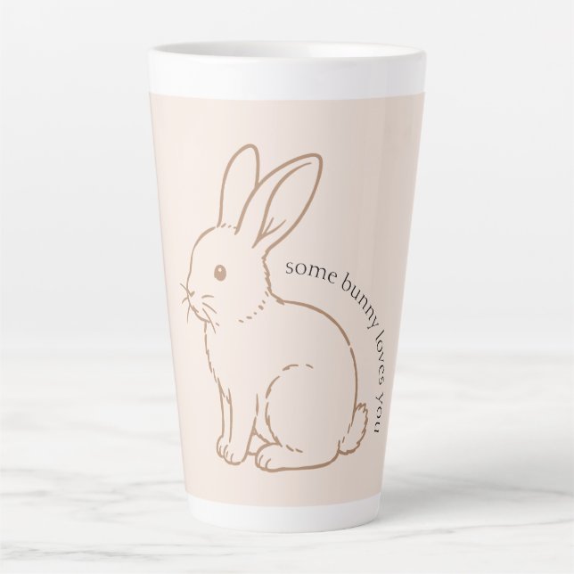 Tasse Latte Rouge Un Lapin T'aime Esquisse (Devant)