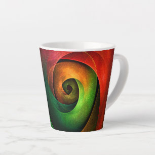 Tasse Latte Rouge Vert Floral Moderne Art Abstrait Motif #21