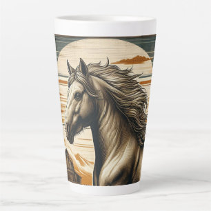 Tasse Latte Rouille/cheval vintage/Ouest
