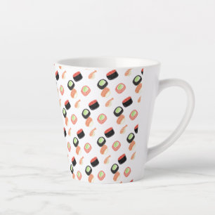 Tasse Latte Roulés de sushi à l'aquarelle concombre saumon