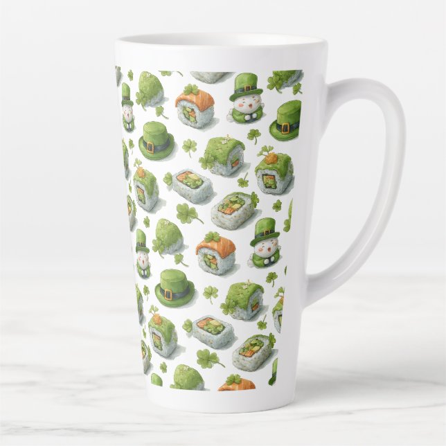 Tasse Latte Roulés de sushi de la Saint-Patrick & Trèfle (Droite)