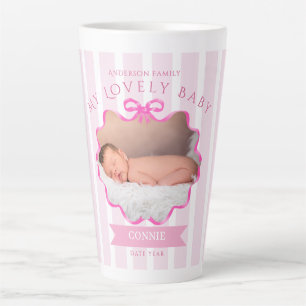 Tasse Latte Ruban à nœud nouveau-née fille 