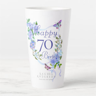 Tasse Latte Ruban Rose Bleu 70e Anniversaire