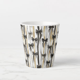 Tasse Latte Rubans et nœuds dorés argentés noirs clinquants