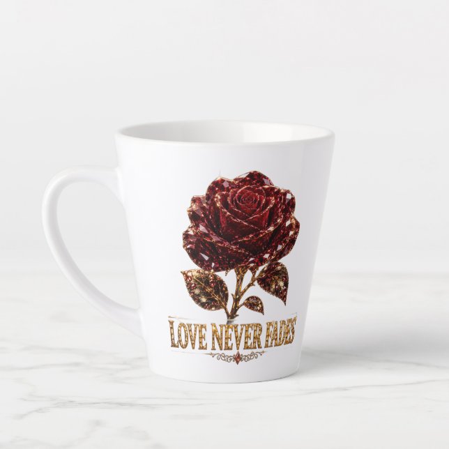 Tasse Latte Ruby Crystal Rose – Love Never Fades (Gauche)