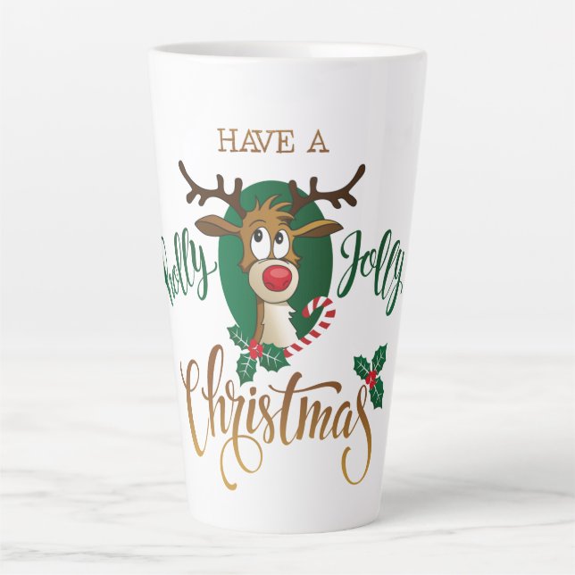 Tasse Latte Rudolph Holly Jolly Noël (Devant)