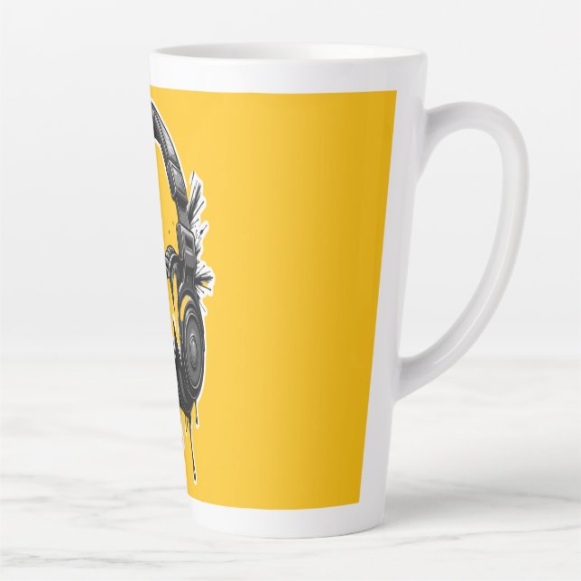 Tasse Latte RUN Headphones Street Art Sticker (Droite)