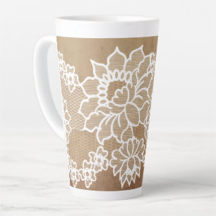 Tasse Latte Rustique campagne vintage beige toile de jute et d