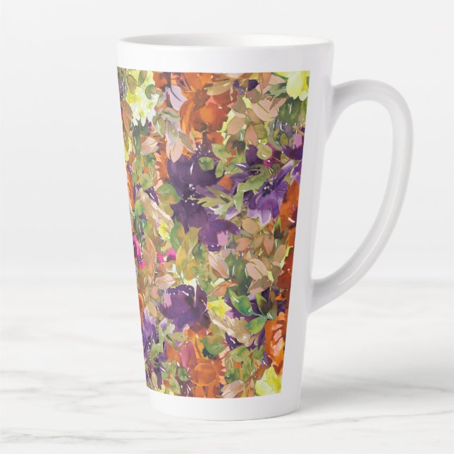 Tasse Latte Rustique Chic Automne Automne Automne Motif Floral (Droite)