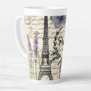 Tasse Latte rustique français scripts de pays paris eiffel tow
