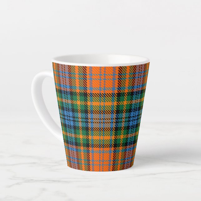 Tasse Latte Rustique Tartan Murray Plaid Orange Blue Check (Angle gauche)