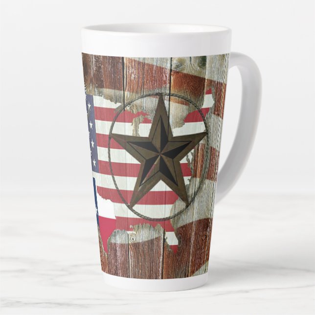 Tasse Latte Rustique Texas Lone Star Texas Long Horn (Angle droit)