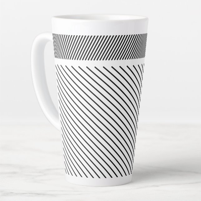 Tasse Latte Rythme diagonal en noir et blanc (Angle gauche)