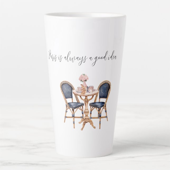 Tasse Latte Sac à baguettes rose bleu Paris (Devant)