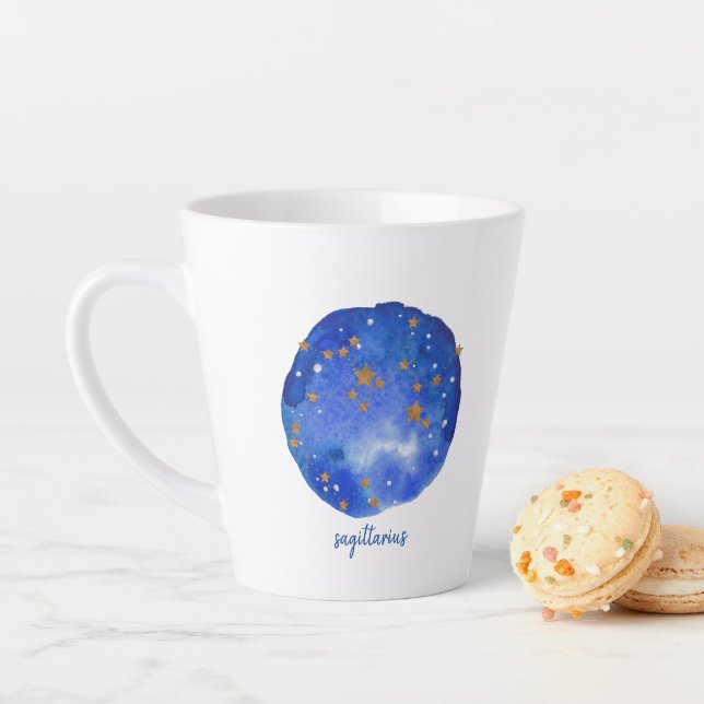 Tasse Latte Sagittaire Aquarelle Ciel Constellation Zodiaque (En situation)