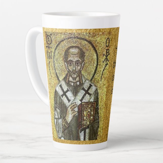 Tasse Latte Saint John Chrysostom l Orthodoxe l Icône catholiq (Angle gauche)