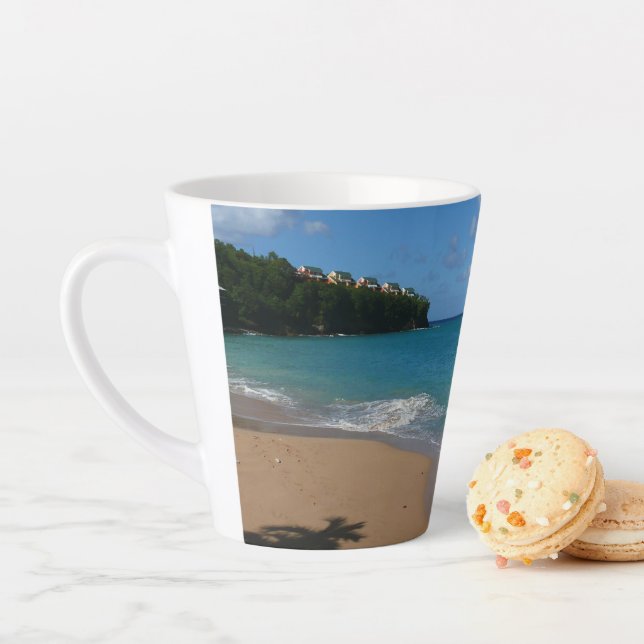 Tasse Latte Saint Lucia Beach Paysage tropical (En situation)