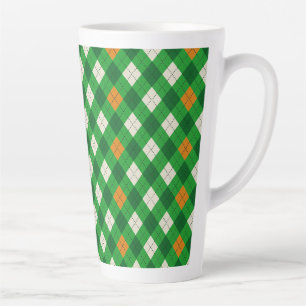 Tasse Latte Saint-Patrick d'argyle aux couleurs irlandaises