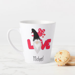 Tasse Latte Saint Valentin Black Red Love Gnome
