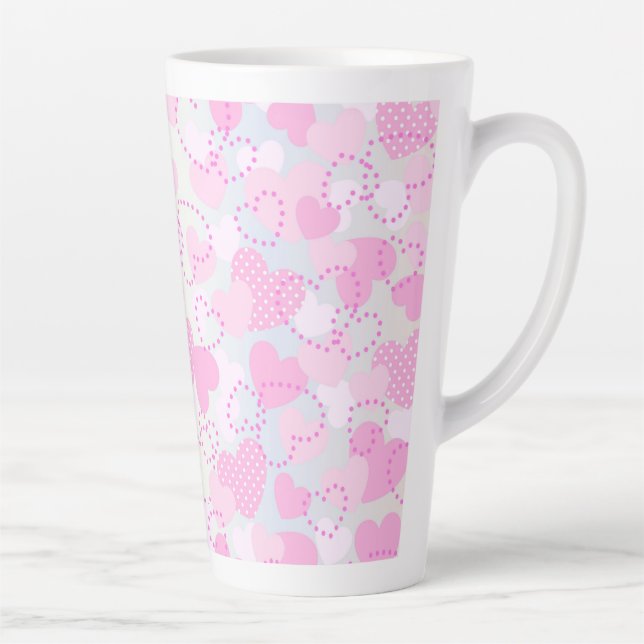Tasse Latte Saint Valentin Coeurs roses Arrière - plan (Droite)