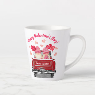Tasse Latte Saint Valentin Pink Gnomes Vintage Camion Rouge Am