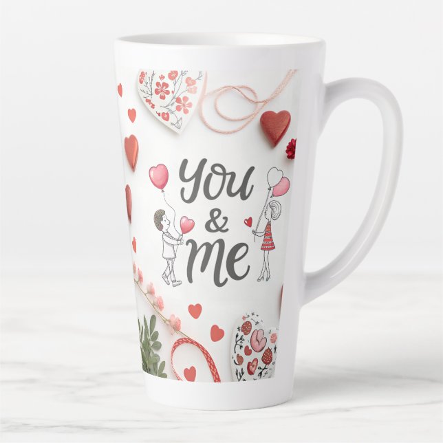Tasse Latte Saint-Valentin "Toi & Moi" romantique  (Droite)