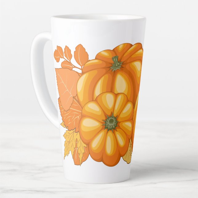 Tasse Latte Saison d'automne Halloween Citrouille Motif (Angle gauche)