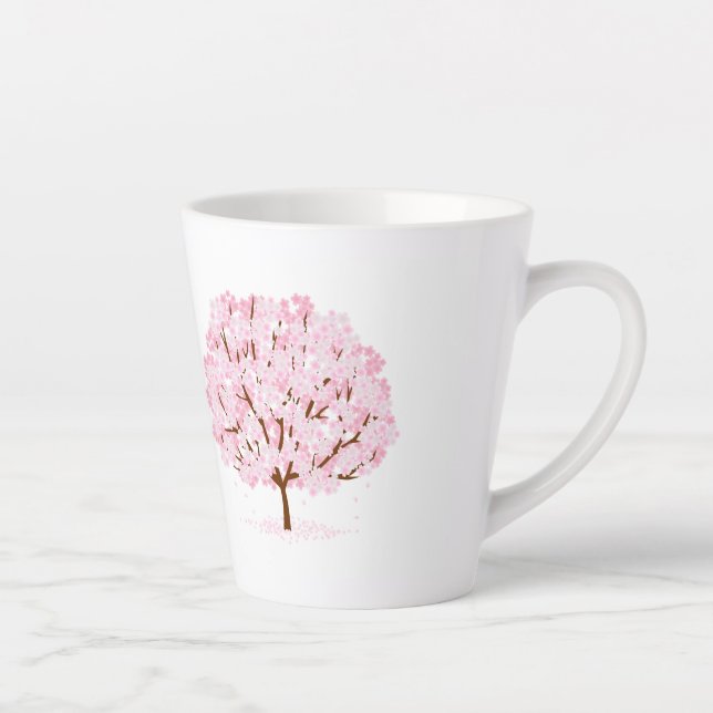 Tasse Latte Sakura Tree en pleine floraison - Elégant design d (Droite)