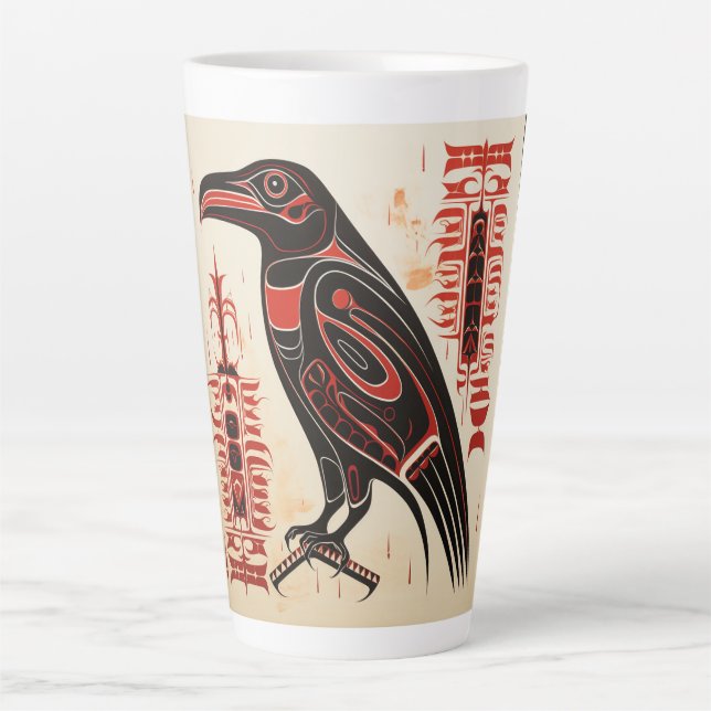 Tasse Latte Salish natif pacifique northwestern style art rave (Devant)