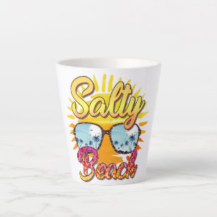 Tasse Latte Salty Beach   Soleil et palmier tropicaux