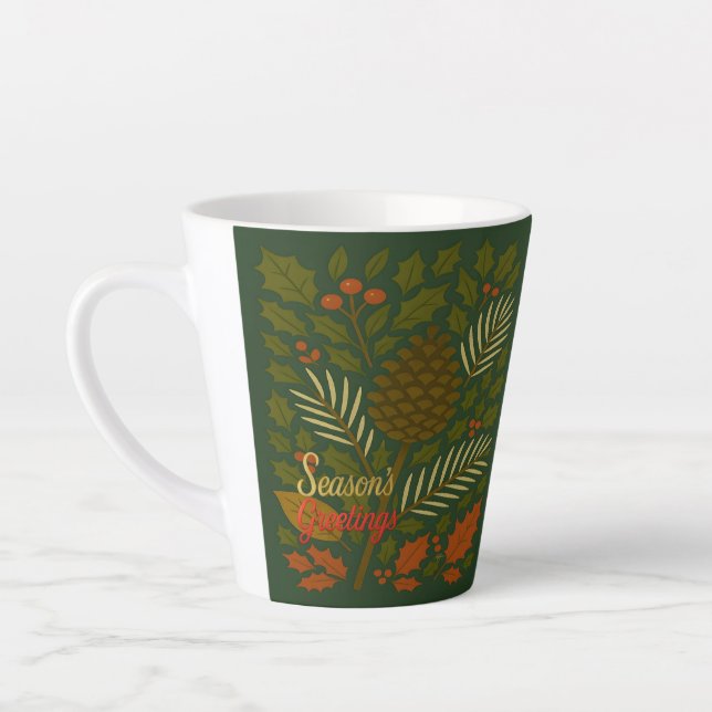 Tasse Latte Salutations de la saison des vacances d'automne et (Gauche)