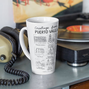 Tasse Latte Salutations de Puerto Vallarta   Croquis dessiné à