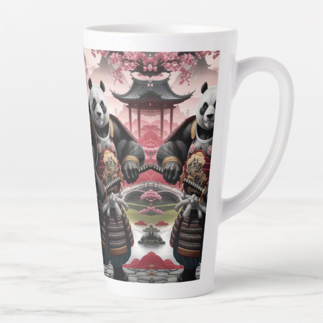 Tasse Latte Samurai Panda dans le paysage chinois traditionnel (Droite)