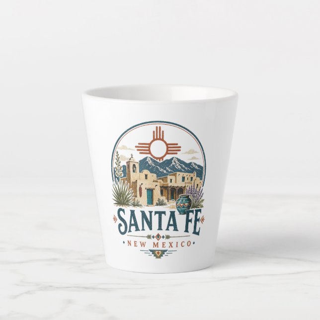Tasse Latte Santa Fe Nouveau-Mexique Architecture Adobe Sud-Ou (Devant)