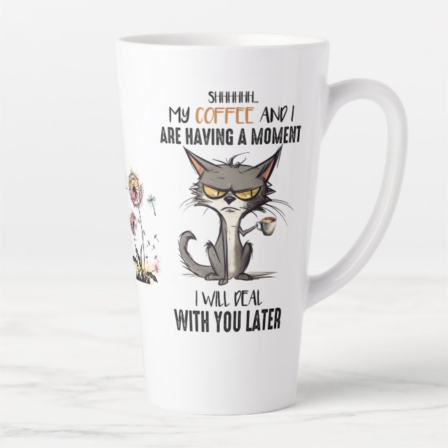 Tasse Latte Santé mentale simulée par des blagues de chats (Droite)