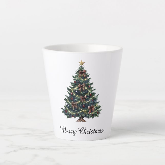 Tasse Latte Sapin de Noël de campagne (Devant)
