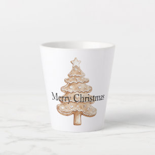 Tasse Latte Sapin de Noël en pain d'épice à la crème