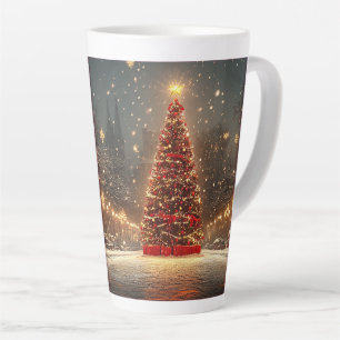 Tasse Latte Sapin de Noël festif avec gif de conception hivern