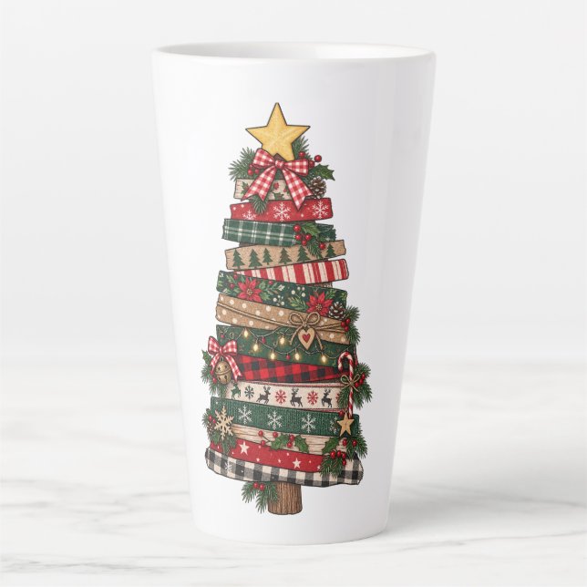 Tasse Latte Sapin de Noël Rustique  (Devant)