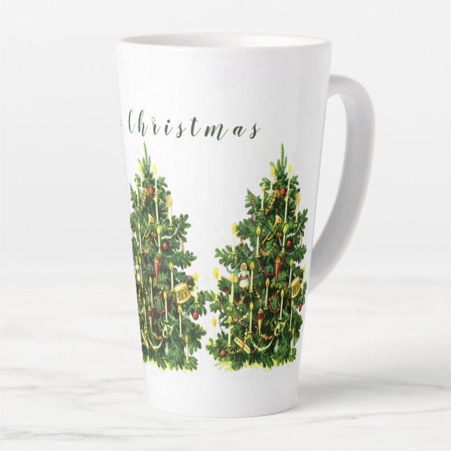 Tasse Latte Sapin de Noël vintage  (Angle droit)