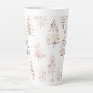 Tasse Latte Sapins de Noël Rose Pâle