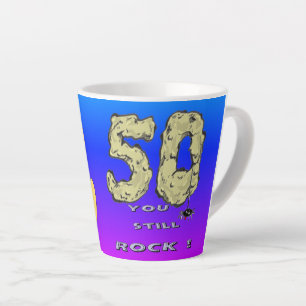 Tasse Latte Sara 50e Anniversaire Coeurs bleu pourpre latte Mu