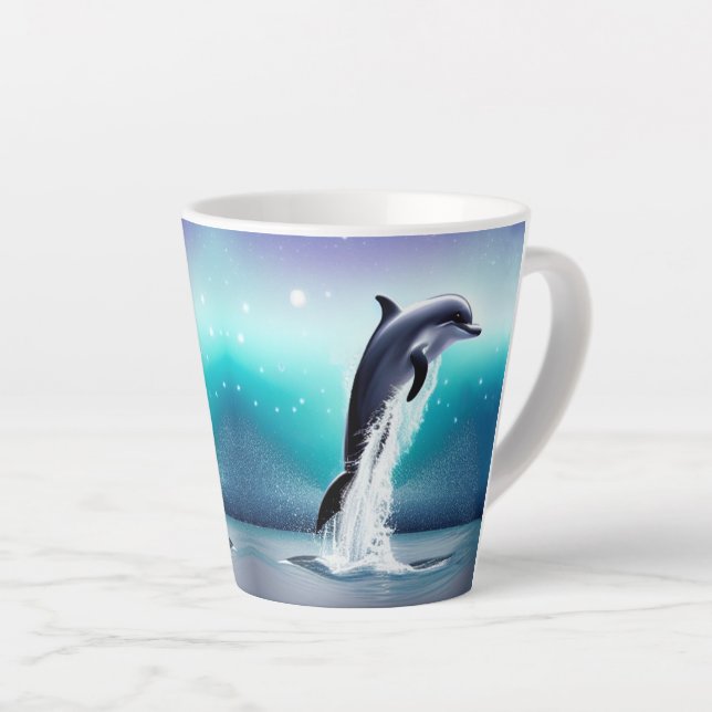 Tasse Latte Sauts De Dauphins Dans L'Océan (Angle droit)
