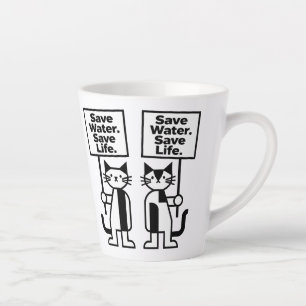 Tasse Latte Sauver l'eau Sauver la vie Mignon Chat Activiste M