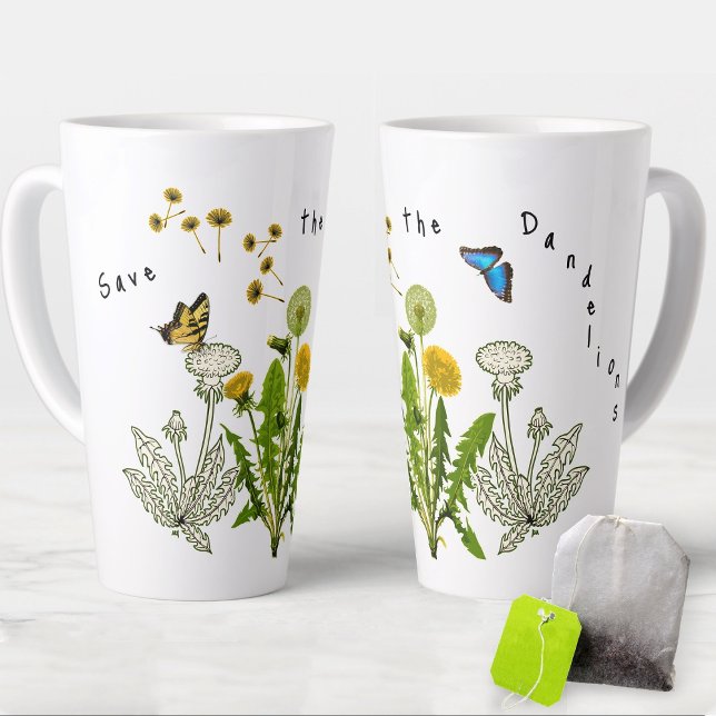 Tasse Latte Sauvez le design naturel des Dandelions (Créateur téléchargé)