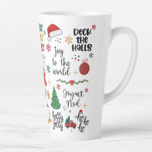 Tasse Latte Sayes de vacances et graphismes festifs Noël