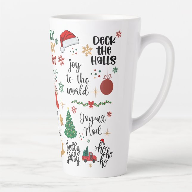 Tasse Latte Sayes de vacances et graphismes festifs Noël (Droite)