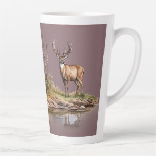 Tasse Latte Scène de cerf sur fond mauve (correspond au journa