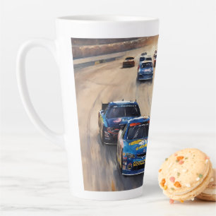 Tasse Latte Scène de course haute vitesse colorée au crépuscul