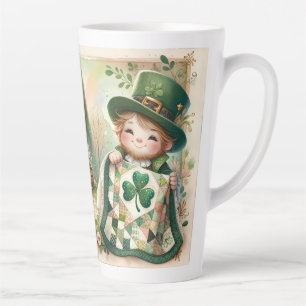 Tasse Latte Scène de courtepointe patchwork Cottage Leprechaun